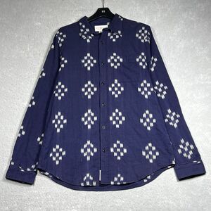 VTG Ralph Lauren Denim Supply 1967 Shirt Button Men’s Large Navy Blue Geometric